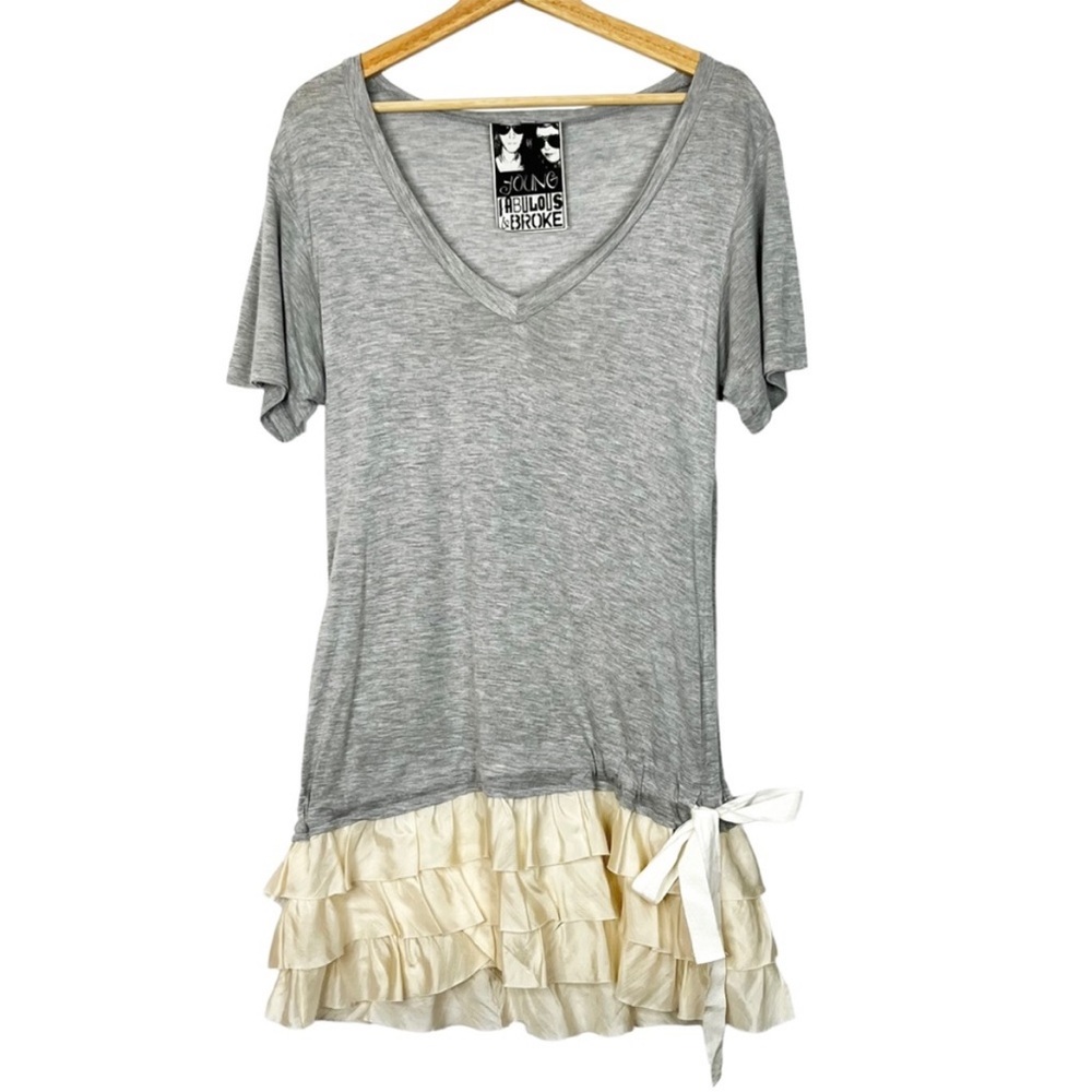 Young Fabulous &Broke Ruffled Hem V-Neck Tee